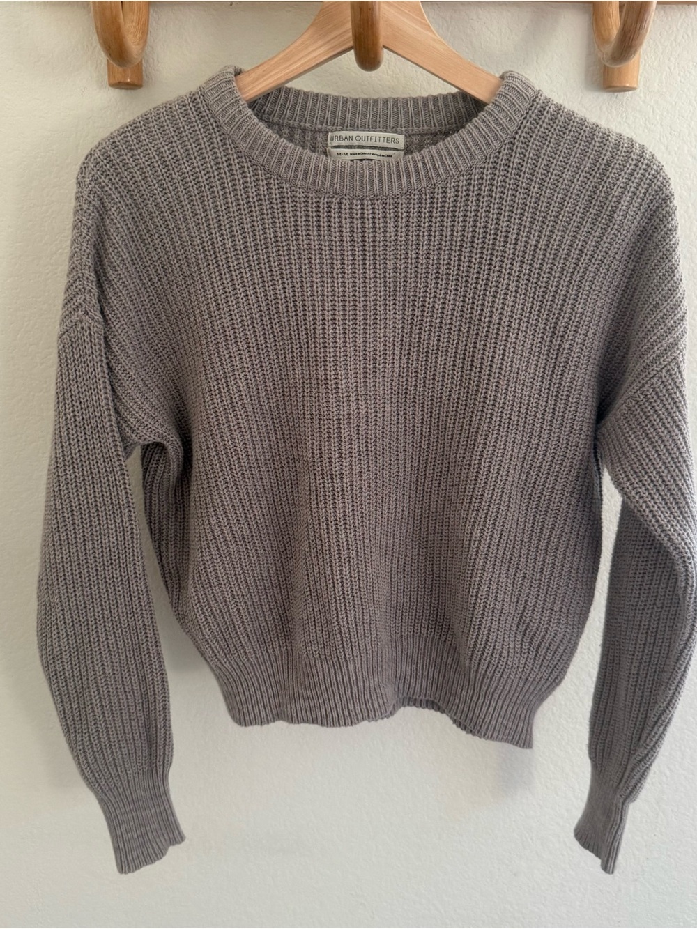 Urban Outfitters minimalist Gray Shaker Knit Sweater Oversized Cropped Cozychic